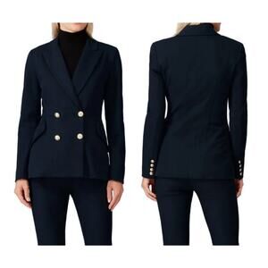 Sz 4 Derek Lam 10 Crosby Ady Double-breasted Blazer Navy Blue Workwear Chic Corp
